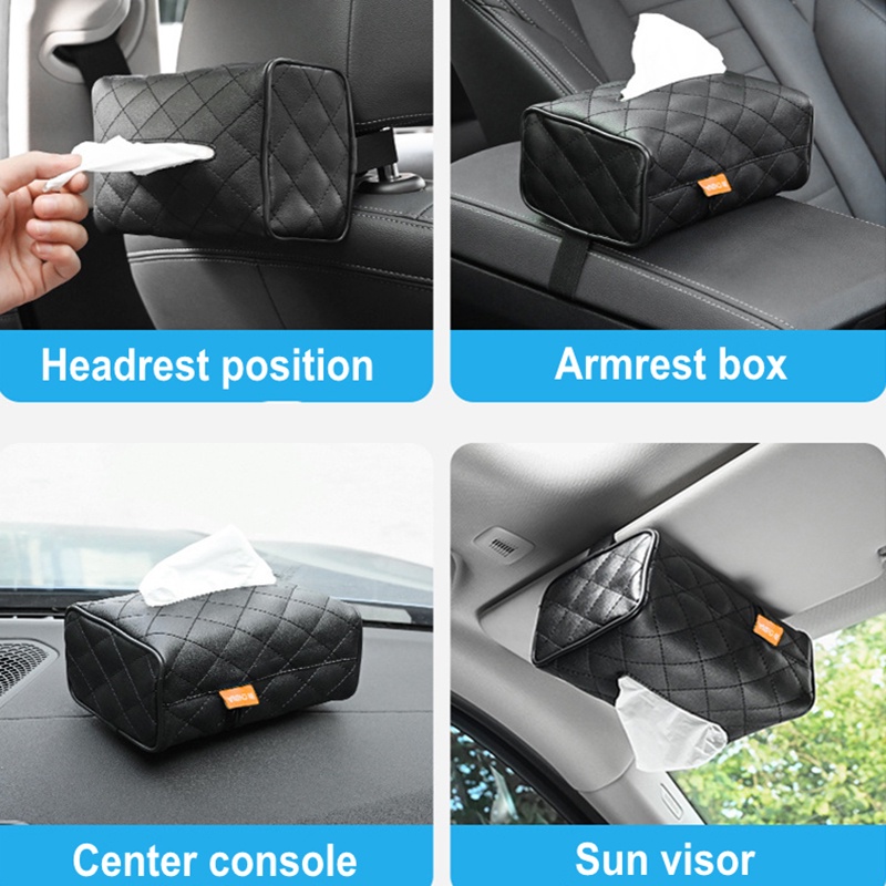 Hộp Đựng Khăn Giấy Bằng Da PU Gắn Tấm Che Nắng Ghế Ngồi Xe Hơi Tiện Dụng
