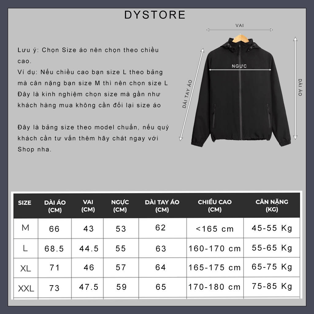 Áo khoác gió nữ nam vải polyester chuẩn cao cấp chống gió chống mưa tuyệt đối