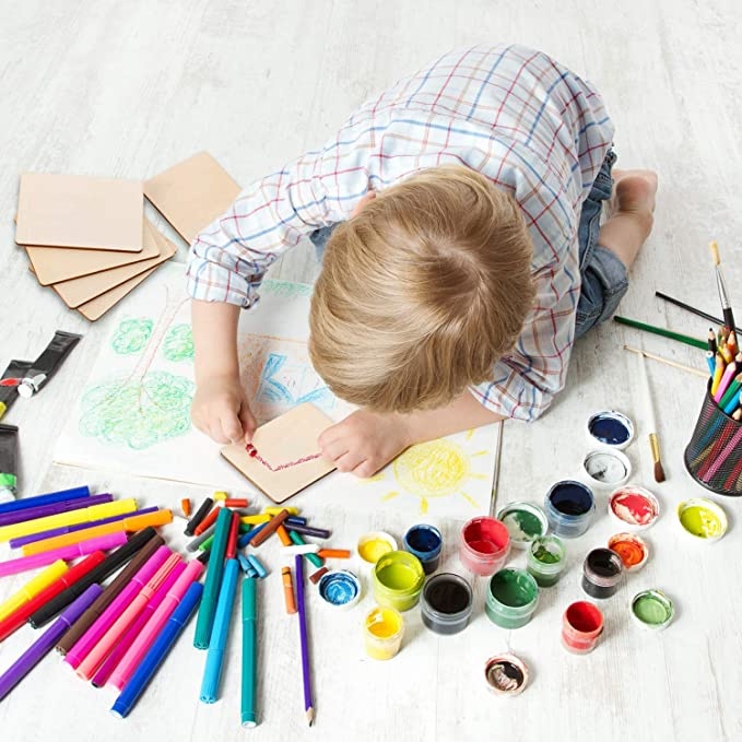 Set 100/ 250/ 500 Miếng Gỗ Hình Chữ Nhật Nhiều Kích Thước Tự Trang Trí Tô Màu Tiện Lợi