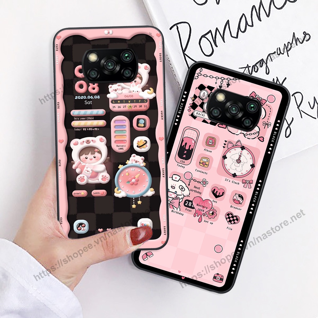 Ốp lưng Xiaomi Poco X3 / Poco X3 Pro gấu, đồng hồ dễ thương cute giá rẻ