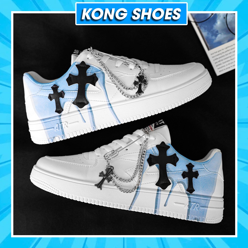 Giày Thể thao Jordan Custom trắng Thập Tự kèm phụ kiện xịn, Giày Sneaker trắng 𝐀𝐢𝐫 𝐅𝐨𝐫𝐜𝐞 𝟏