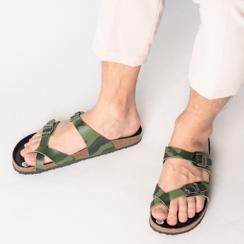 [Bản giới hạn] R06 - Dép Birken Đế Trấu BIOLINE Official Phối Màu Camo Rằn Ri Thiết Kế Unisex Nam nữ Quai Da PU cao cấp