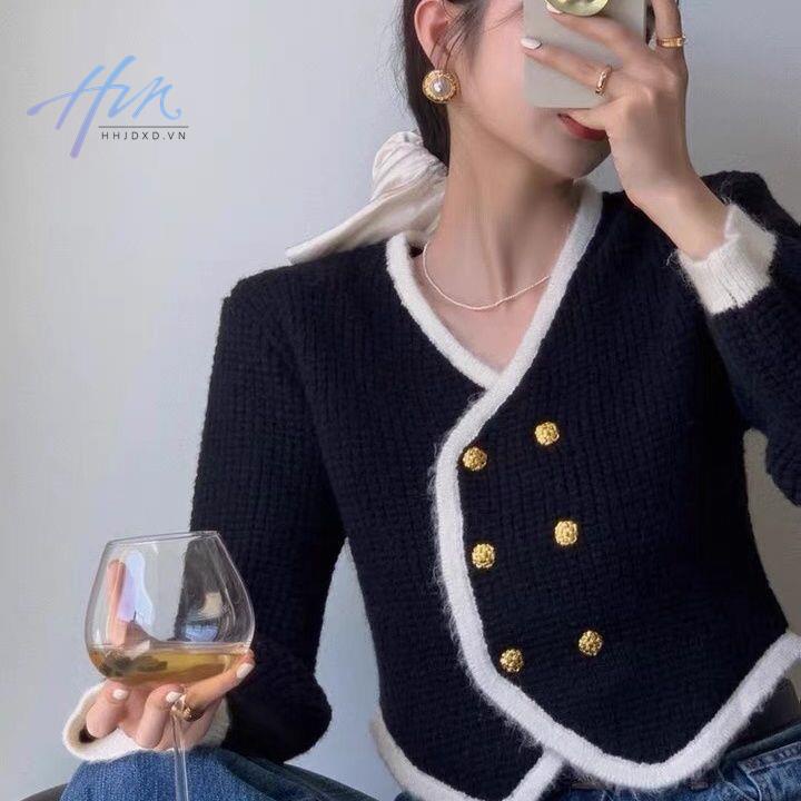Lelart Áo Sweater Ngắn Mùa Thu Hai Hàng Nút Cài Phong Cách Hoàng Gia Pháp Cao Cấp Mới Cho Nữ