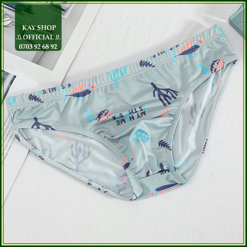 Quần lót nam tam giác thun lạnh họa tiết hoạt hình trẻ trung - Quần sịp nam ôm mông căng tròn đẹp mặc mát mẻ