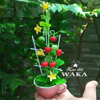 Hoa Đất Sét Mini - Giàn Cà Chua Mini 15cm