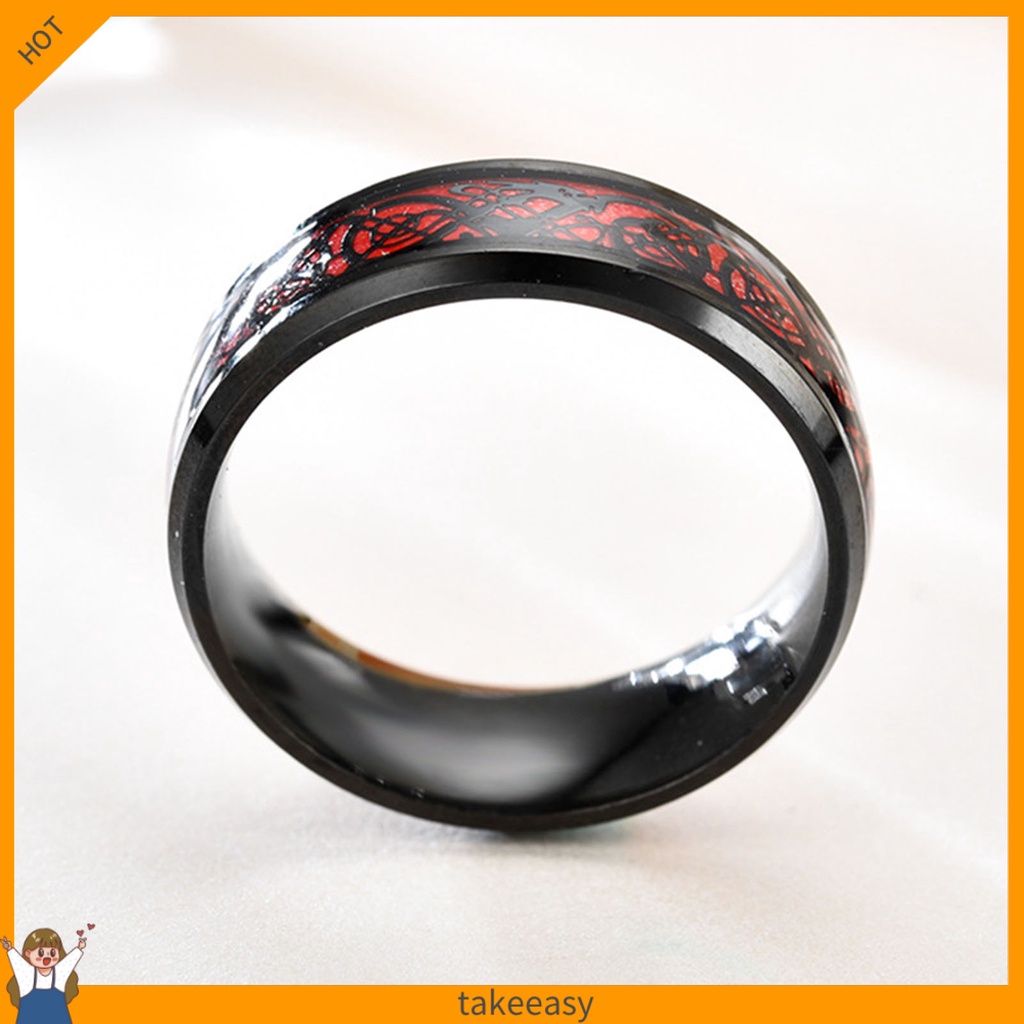 Nhẫn in hình rồng phản quang thời trang cá tính cho nam