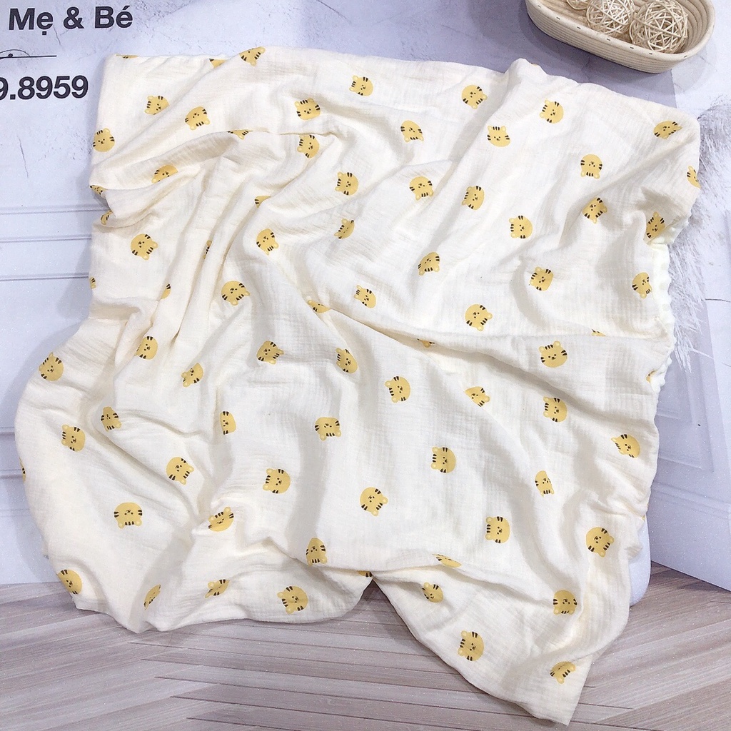 Full set hổ vàng hot trend 2024 xô muslin chăn- chăn ủ- khăn tắm- khăn Xô