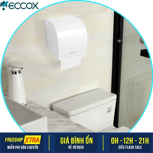 Hộp đựng giấy nhà vệ sinh Eccox, thiết kế sang trọng, trang nhã, hiện đại, sử dụng miếng dán không cần khoan đục tường