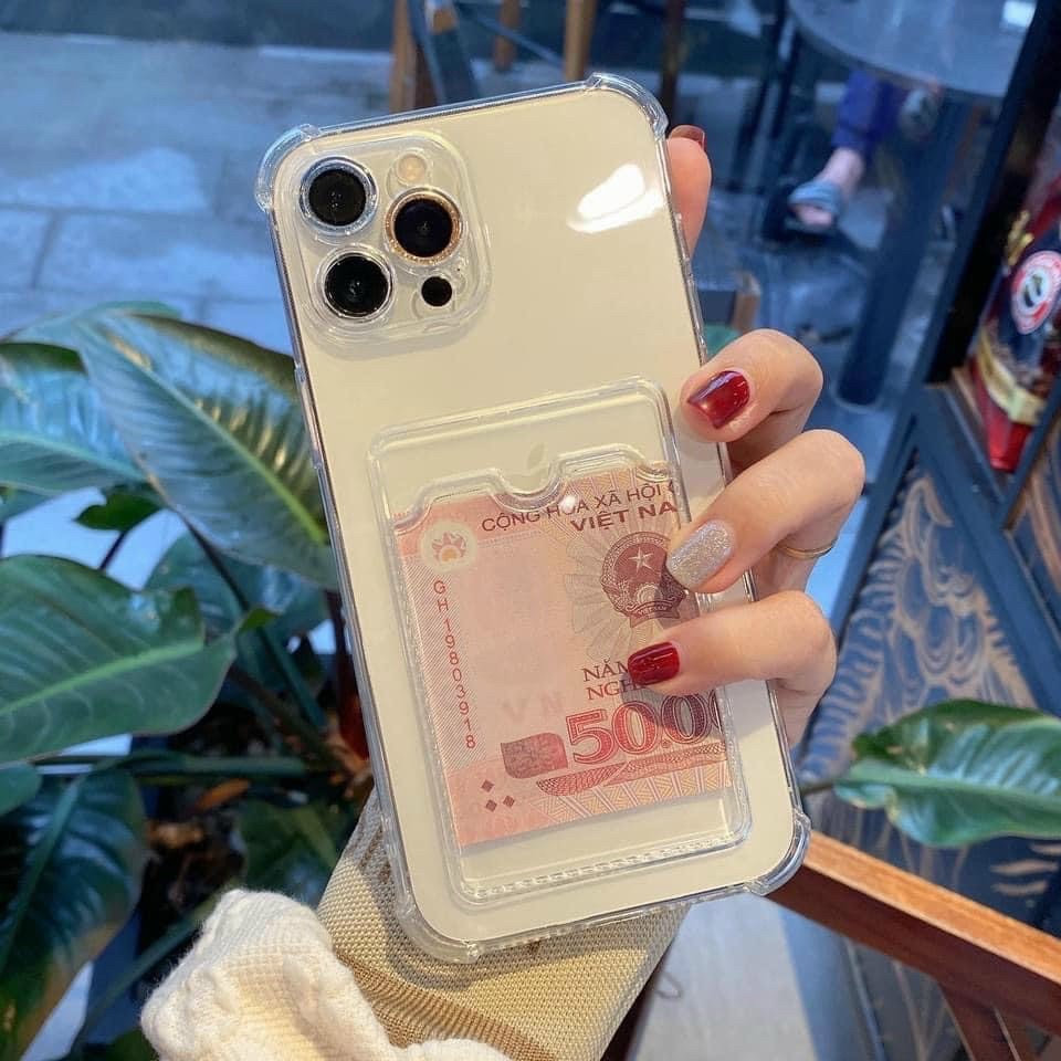 Ốp lưng cho iphone có ngăn ví, chống sốc , trong suốt, bốn góc có bóng hơi chống va đập.Hiểu Minh Store