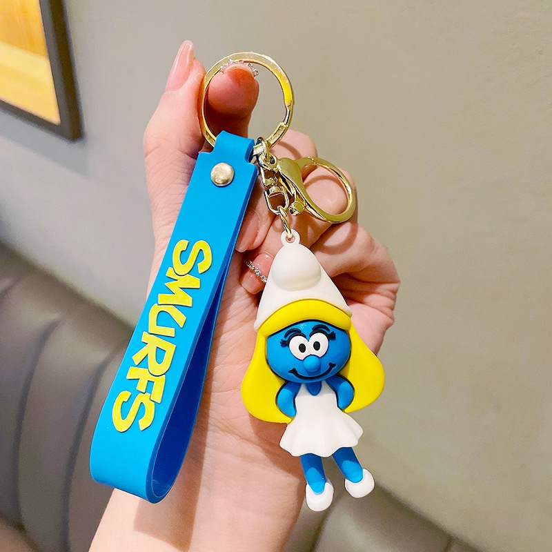 Móc Khóa Silicon Hình Smurf Hoạt Hình Sáng Tạo Dễ Thương