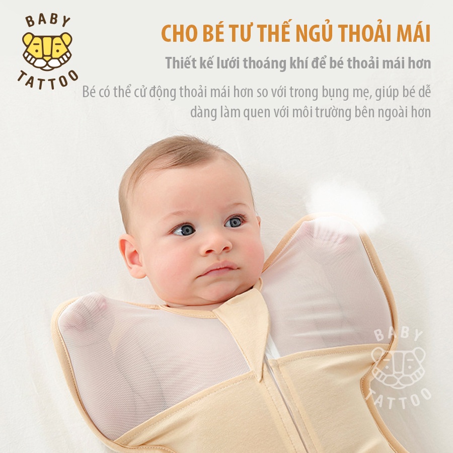 BABY TATTOO Túi Ngủ, Ủ Kén Chất Vải Thoáng Khí Cho Bé Sơ Sinh Từ 0-6 Tháng Tuổi