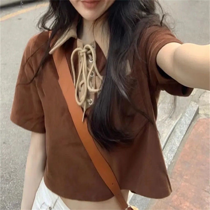 Áo thun polo croptop