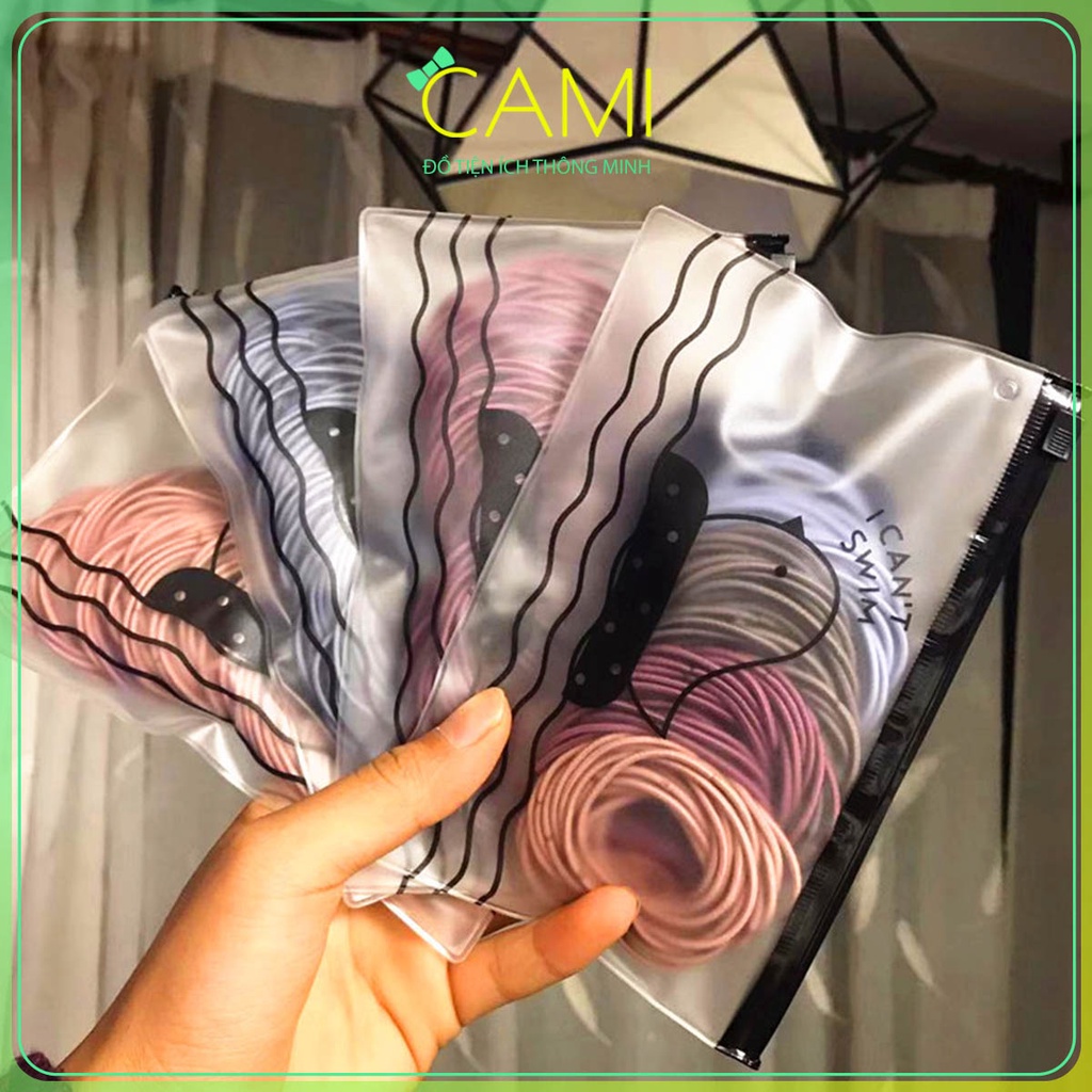 1 túi zip = 100 cái thun cột tóc mix màu ngẫu nhiên đơn giản, thẩm mỹ dùng cho các bé gái và người lớn - Cami - CMPK258