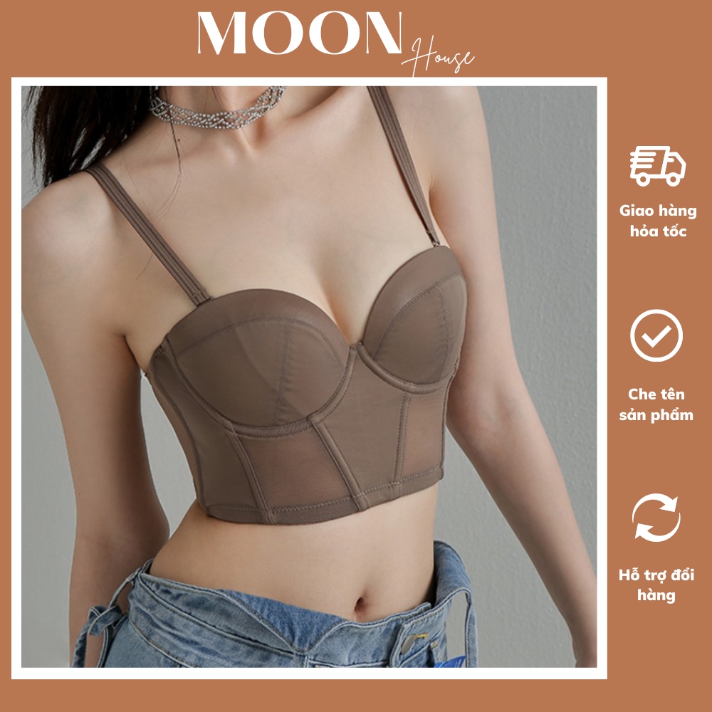 Áo lót bra corset cup ngực mềm có gọng bralette sexy có thanh định hình 4 màu