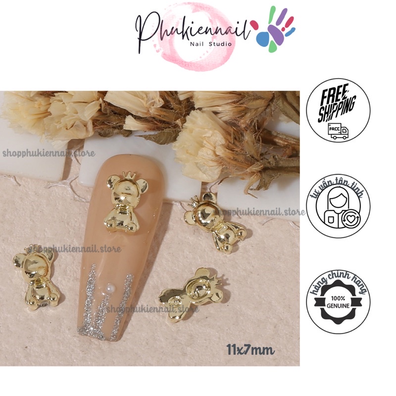 Charm nail thỏ tai dài chữ và gấu hot