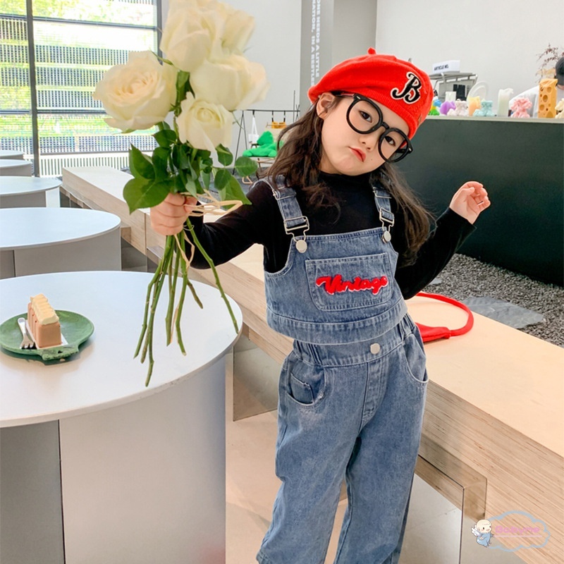 Set Đồ 3 Món Gồm Áo Hai Dây + Quần Jeans Ống Rộng + Áo Khoác Thoải Mái Cho Bé Gái