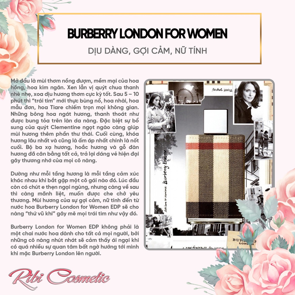 Nước Hoa Nữ Burberry London For Women - Dòng Nước Hoa Nữ Đa Dụng Dễ Dùng Cho Học Sinh Sinh Viên Ribicosmetics