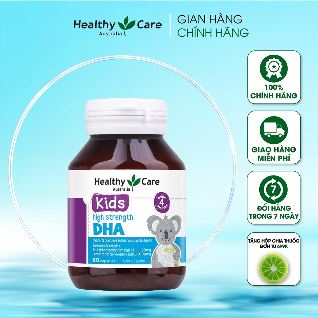Viên uống bổ sung dưỡng chất cho bé Healthy Care High Strength DHA 60 viên