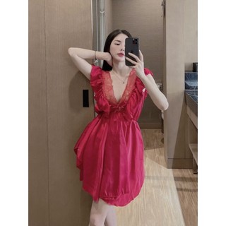 😍 Đầm lụa phối ren, tay bèo