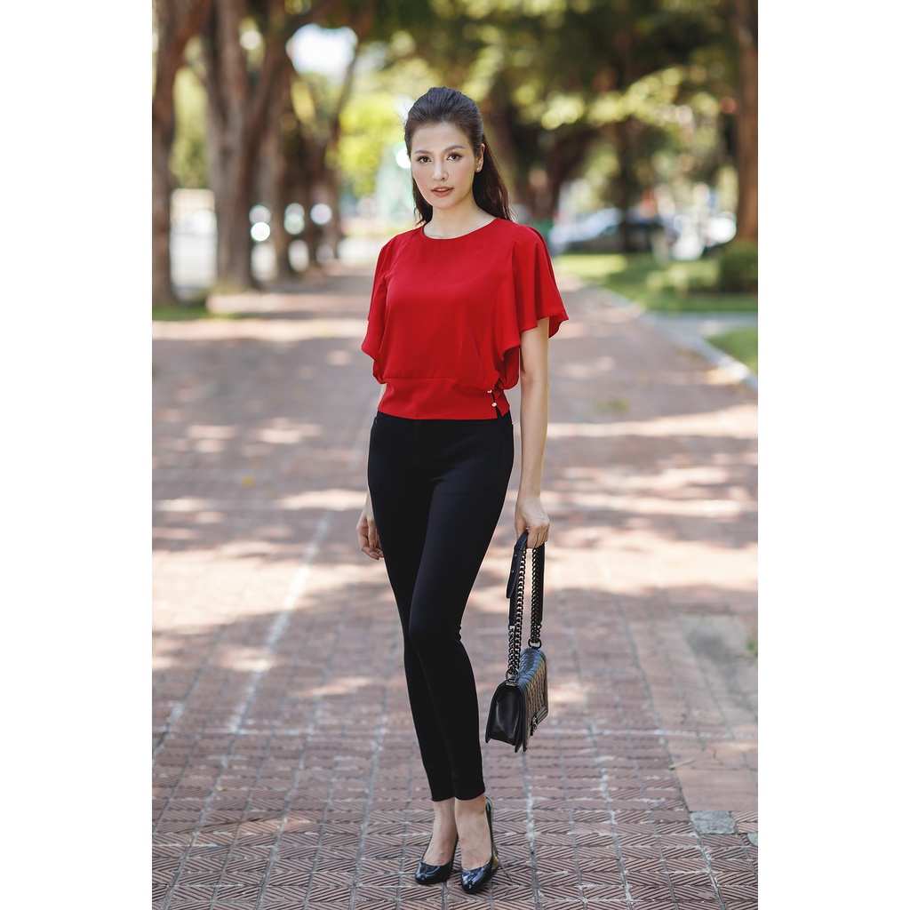 Áo sơ mi công sở cách điệu LUPERI LFSM201 bo gấu, tay cánh rơi sang trọng qúy phái