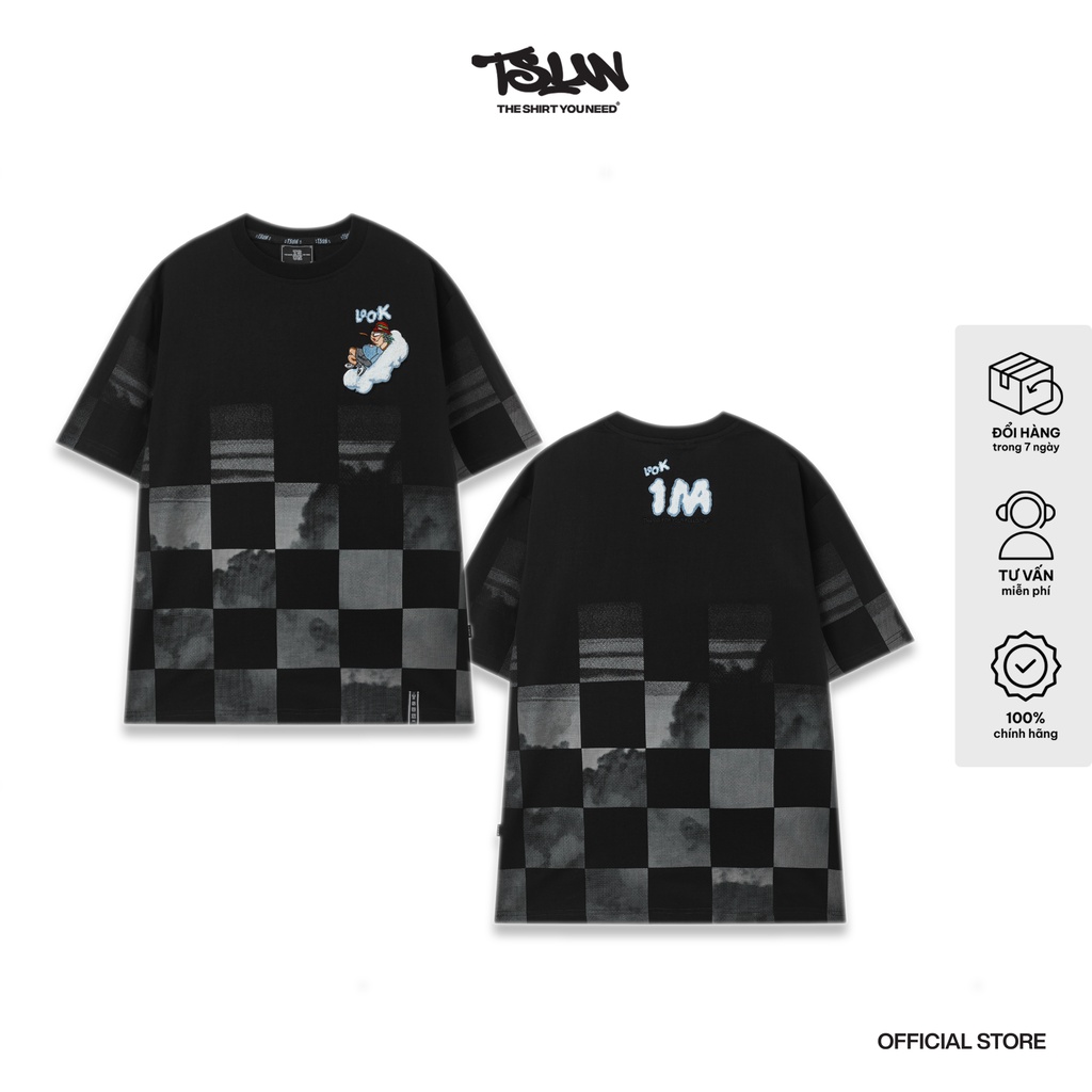 Áo Thun TSUN 1M Tee - Đen - [UNISEX] - Thêu Xù, In Chìm