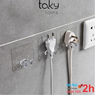SET 4 Móc Dán Tường Treo Phích Cắm Điện, Móc Dính Tường Trong Suốt, Móc Gài Các Loại Phích Cắm Điện . TakyHome 4000Set4