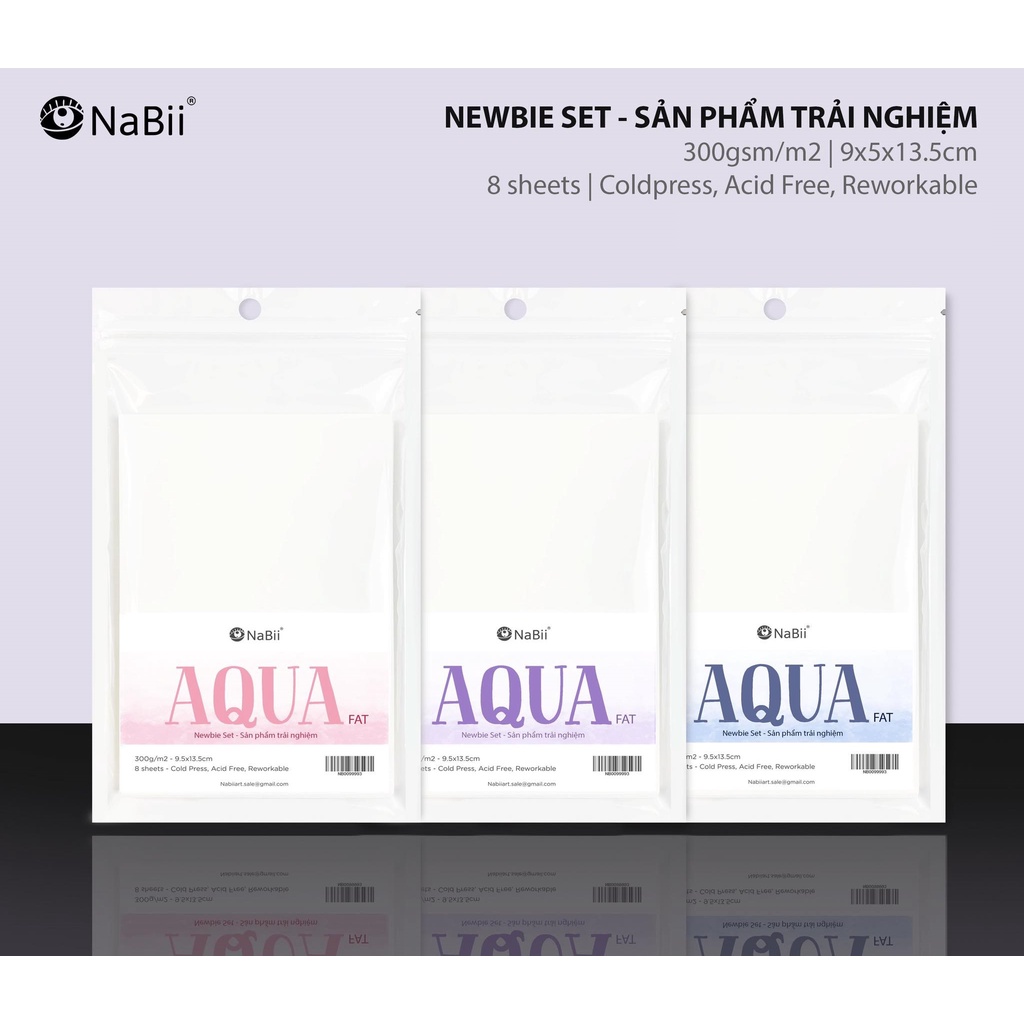Giấy vẽ màu nước Nabii Aqua Fat 300gsm - Newbie Set