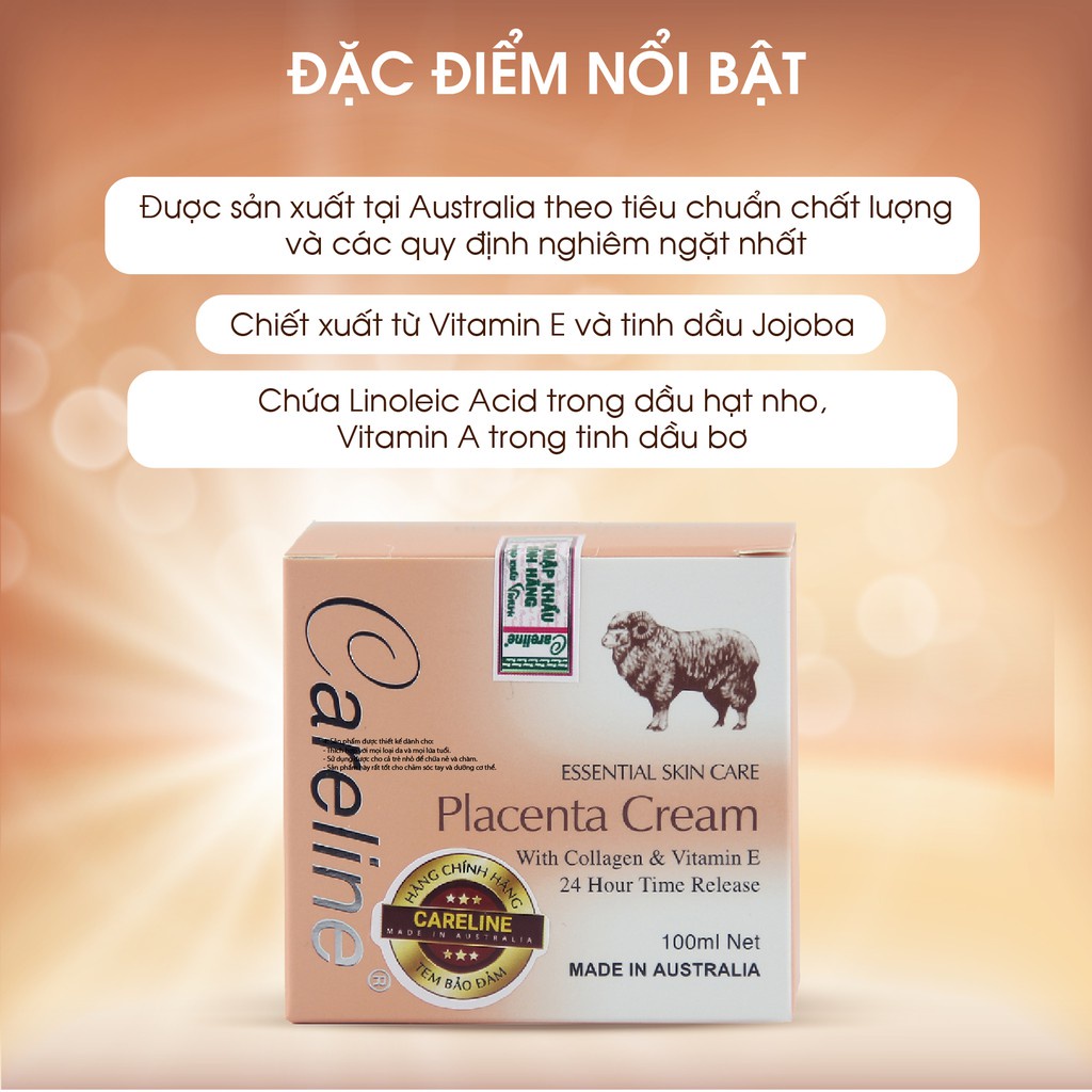 Kem dưỡng ẩm mỡ cừu (tím), nhau thai cừu (cam) Careline Lanolin/Placenta Cream, Úc (100g) cho mọi lứa tuổi