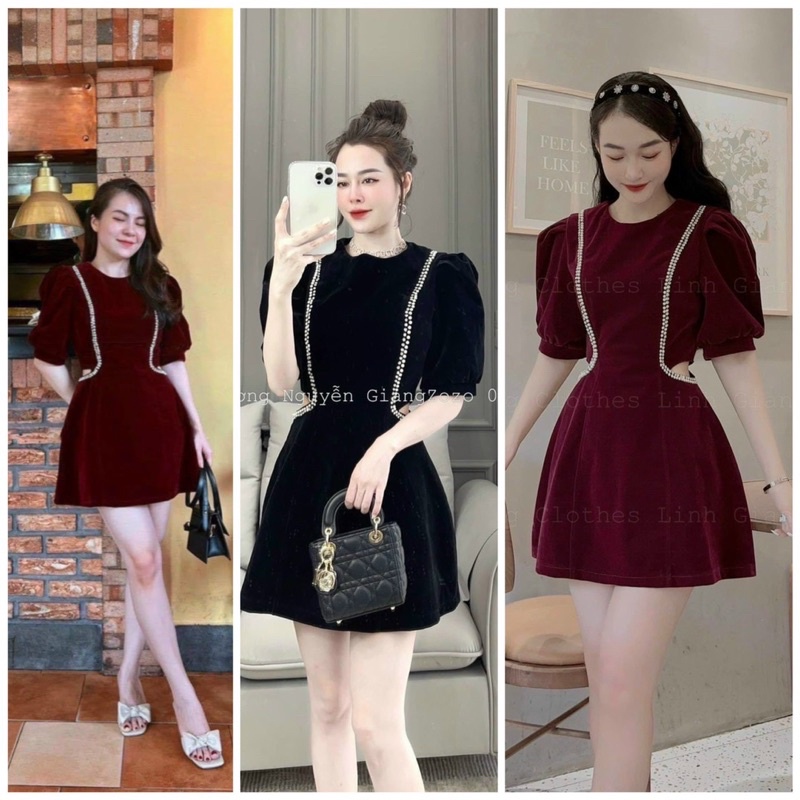 (SHOP TÁO ĐỎ BIGSIZE 50KG ĐẾN 90kg) Đầm nhung cứng khoét eo