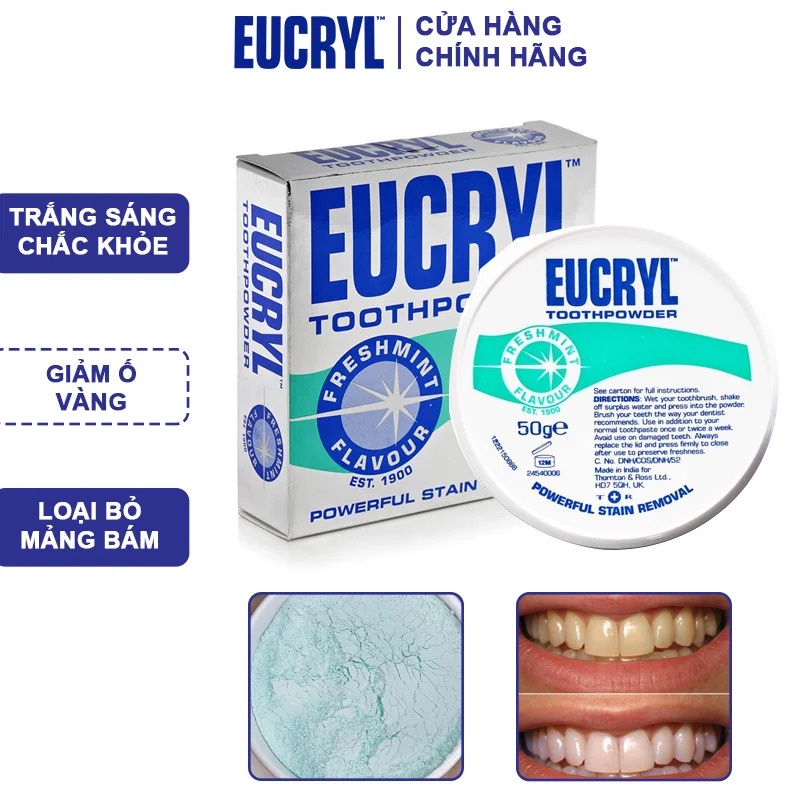 Combo Kem Đánh Răng Eucryl 62g + Bột Tẩy Trắng Răng Eucryl 50g