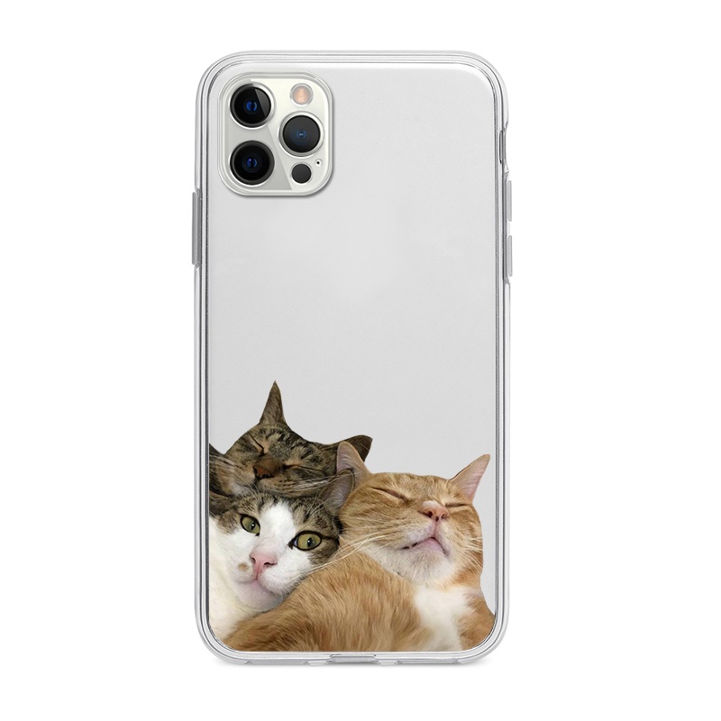 Ốp lưng iphone mèo tự sướng vuông trong suốt bảo vệ cam 6/6splus/7/7plus/8/8plus/x/xr/xs/11/12/13/14/pro/max/plus/promax
