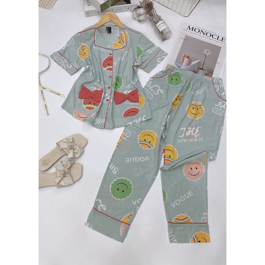 Bộ lanh quần dài 2 túi nơ hàng VNXK