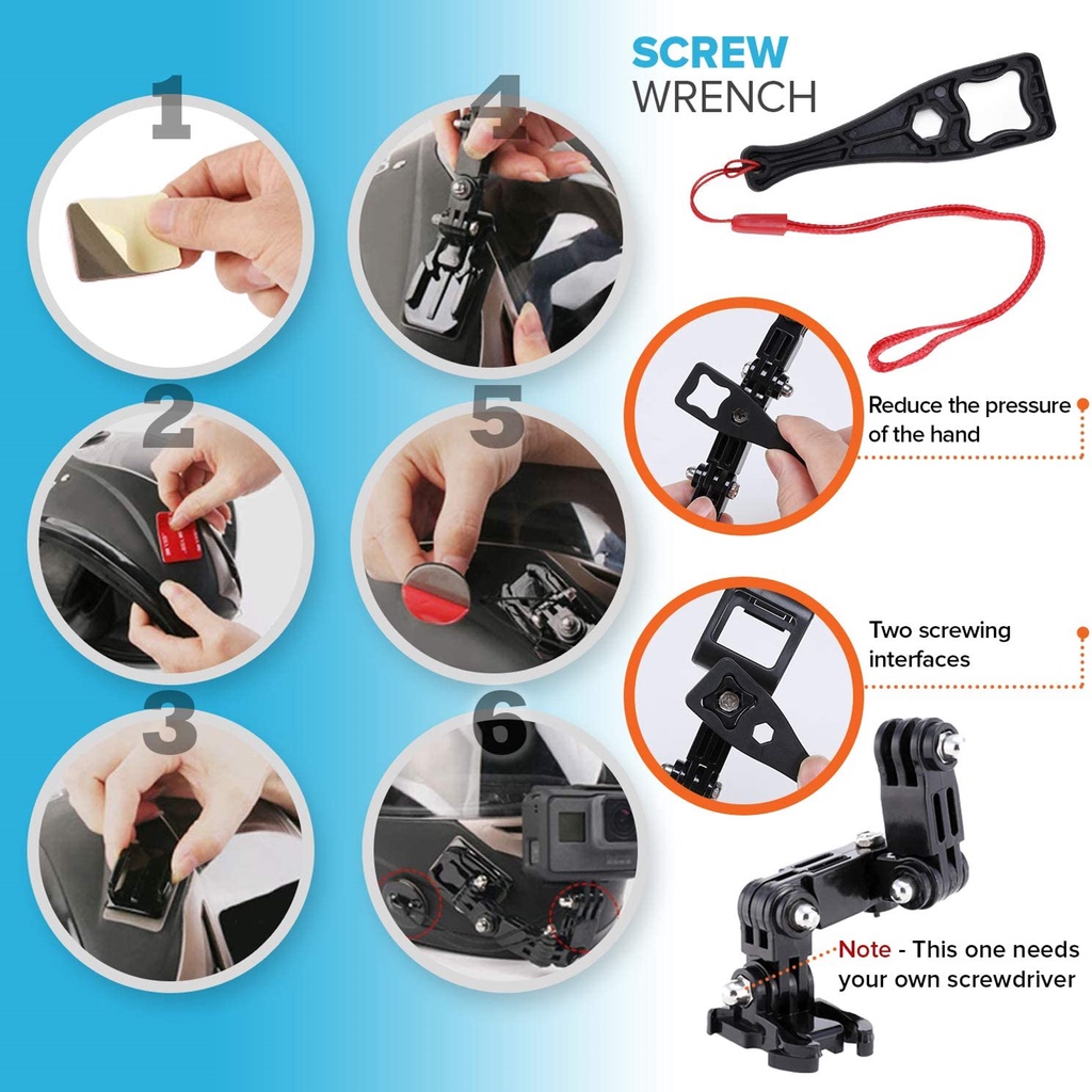 Bộ Giá Đỡ Camera Hành Trình GoPro Hero 11 10 9 8 7 6 5 4 Xiaomi Yi Gắn Mũ Bảo Hiểm Xe Mô Tô