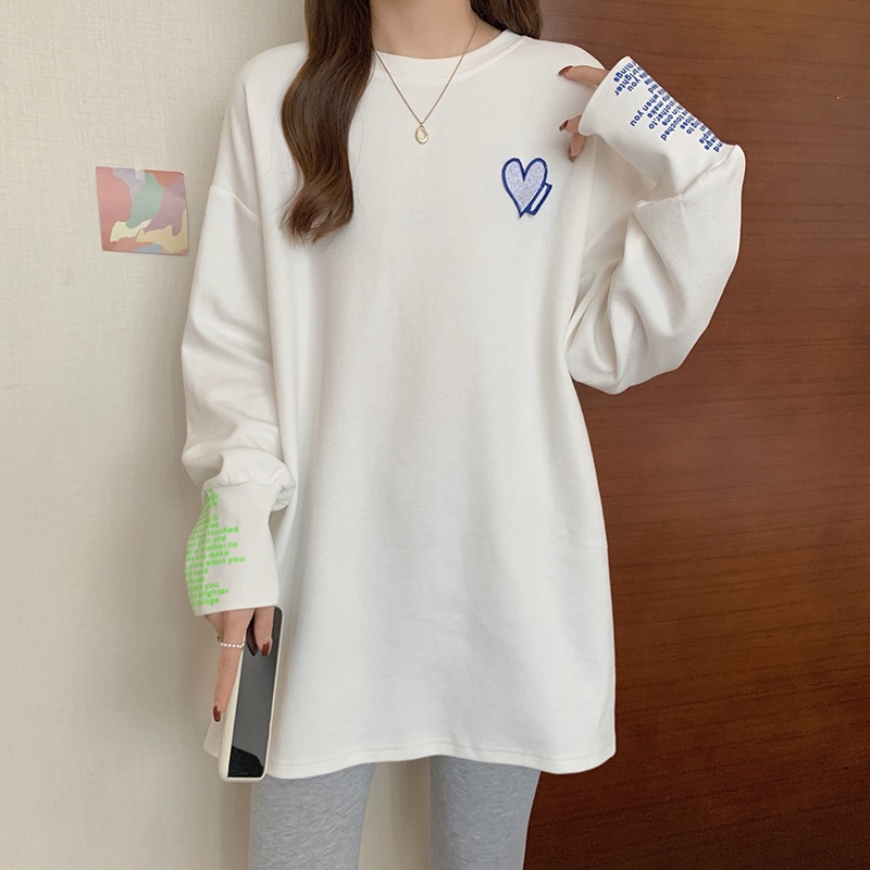 NRVP Áo Thun Nữ Dài Tay Dáng Rộng In Hình Phong Cách Hàn Quốc Kiểu Mới