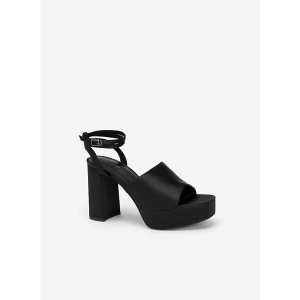 Vascara GIÀY PLATFORM SANDAL SATIN KIỂU DOUBLE ANKLE STRAP - SDN 0729 - MÀU ĐEN