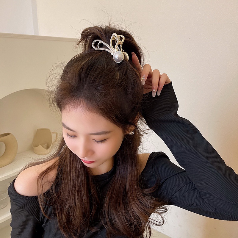 Kẹp Tóc Hình Tai Thỏ Bằng Hợp Kim Đính Ngọc Trai Phong Cách Hàn Quốc Thanh Lịch Dành Cho Nữ timetunnel