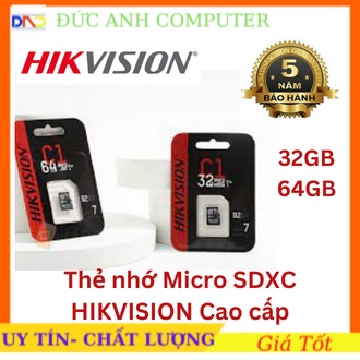Thẻ Nhớ HIKVISION 32GB/64GB Kèm Adapter 92MB/S - Bảo hành 60 Tháng 1 đổi 1 - Hàng Chính Hãng, 1 Đổi 1