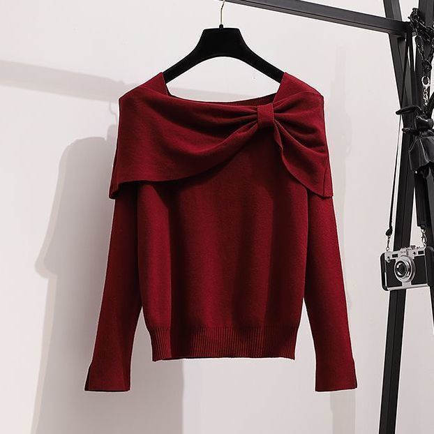 Bộ Áo Sweater Phối Chân Váy Sọc Ca Rô Thời Trang Thu Đông Xinh Xắn Cho Nữ 100kg