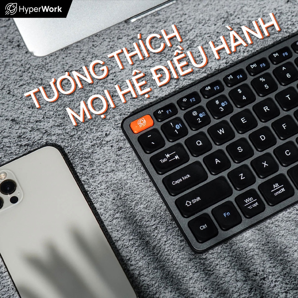 [Mã ELSKAMISEPI23 giảm 8% đơn 500K] Bàn phím Bluetooth HyperWork KB1 / KB2 ( Hàng chính hãng) - Bảo hành 12 tháng | BigBuy360 - bigbuy360.vn