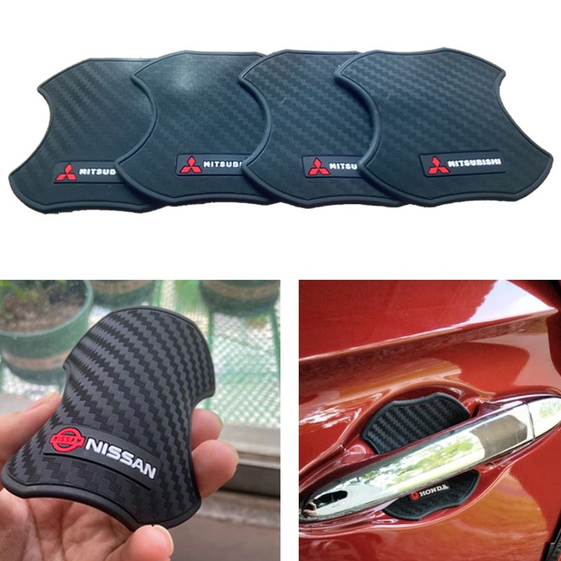 Bộ 4 Miếng Dán Cao Su Bảo Vệ Tay Nắm Cửa Xe Hơi Mitsubishi Attrage Mirage G4 Triton Xpander Pajero Xpander Lancer ASX Storm Accessorie