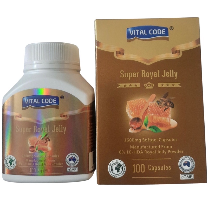 Sữa Ong Chúa VITAL CODE SUPER ROYAL JELLY - Hộp 100 Viên-giúp tăng cường khả năng miễn dịch, chống lão hóa