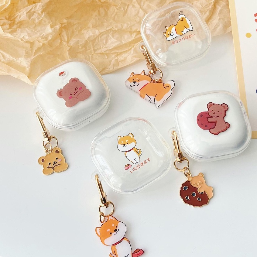 Vỏ Bảo Vệ Hộp Sạc Tai Nghe Bluetooth Galaxy Buds 2 / / Pro / Live / 2Pro Bằng PC Silicon Tpu Trong Suốt Hình Gấu Shiba Inu Dễ Thương