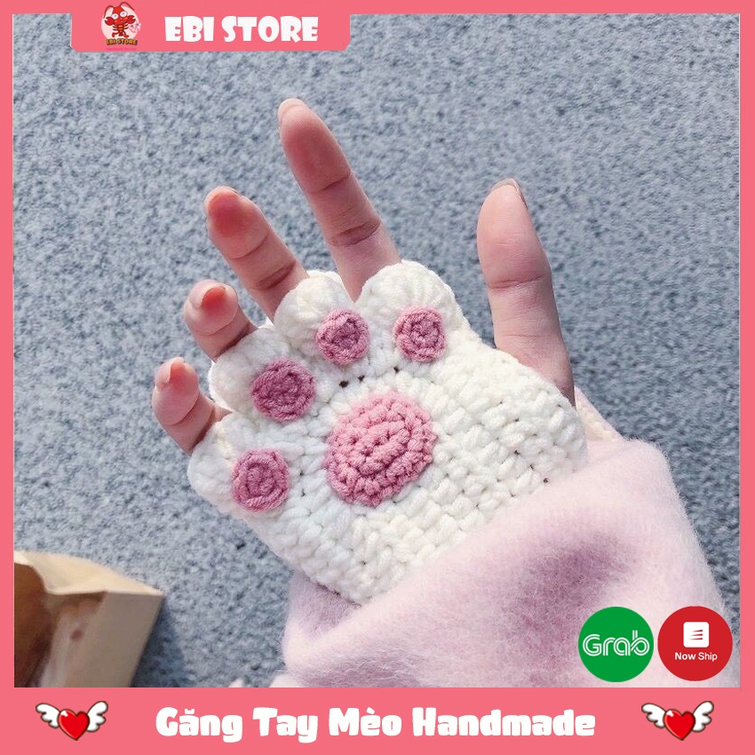 Set Nguyên Liệu Đan Găng Tay Mèo Handmade, Găng Tay Len Hở Ngón Tự đan DIY Tặng Bạn Gái Dễ Thương