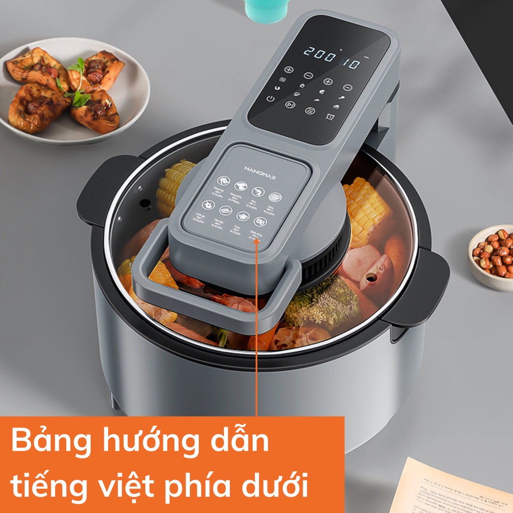 Nồi Chiên Không Dầu Nanomax Nc-801, Dung Tích 8l, Điều Khiển Cảm Ứng, Tích Hợp 8 Chế Độ Nấu, Hẹn Giờ Nấu Tự Động