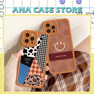 Ốp lưng điện thoại nâu viền nổi - smile - Ốp lưng 6/6plus/6s/6splus/7/7plus/8/8plus/x/xr/xs/11/12/13/pro/max