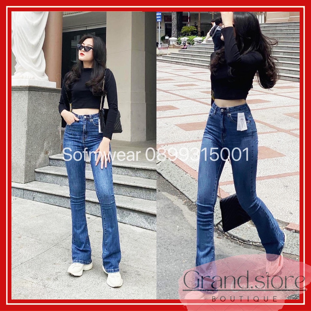 Ảnh thật- Quần Jeans Ống Loe Lưng Cao - Giá xưởng