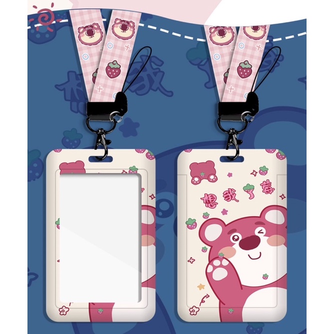 Bao đựng thẻ hình Gấu dâu Losto kèm dây đeo cổ cute