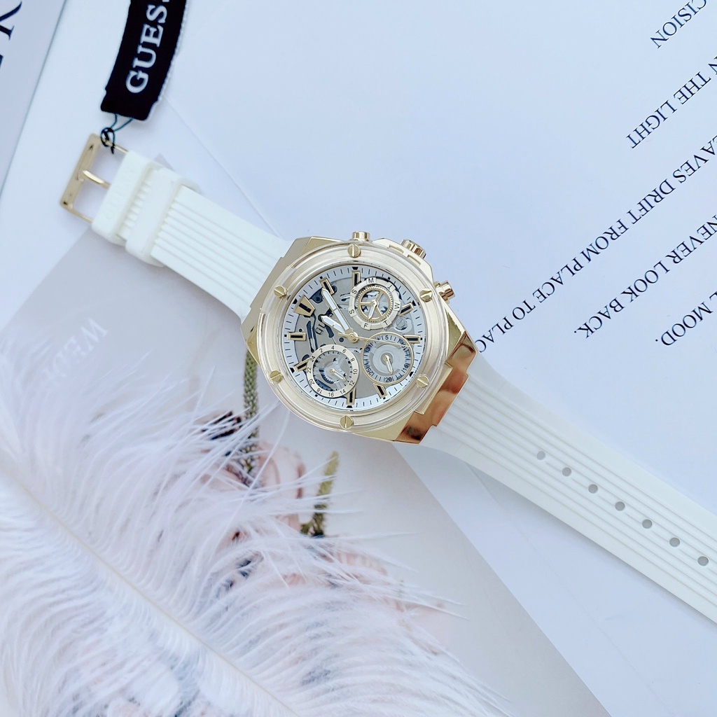 Đồng hồ nữ Guess mẫu mới 2022 GU2010S mạ vàng dây cao su thơm cao cấp