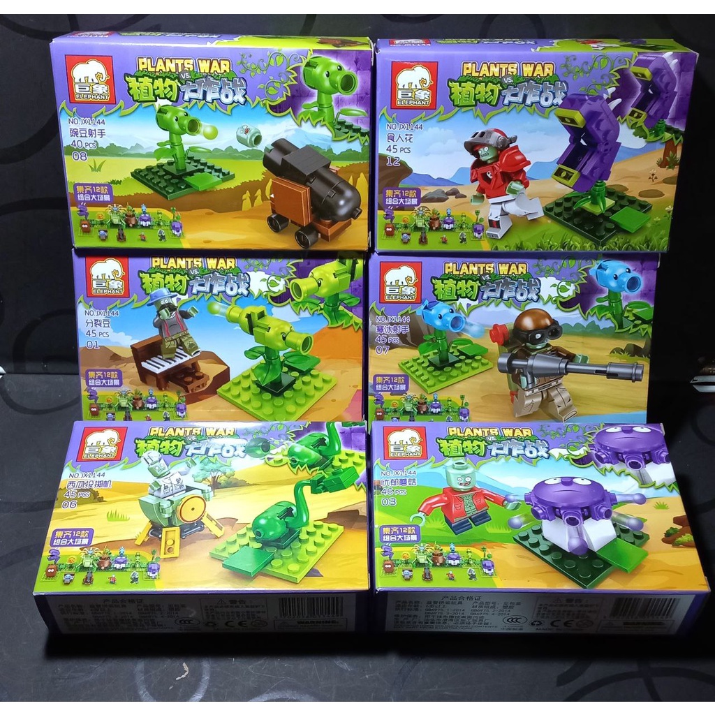 Bộ Lắp Ráp, Xếp Hình Plant & Zom.bie, Trồng Cây Vs Quái Vật, Hộp Size 14cm, 40+ PCS