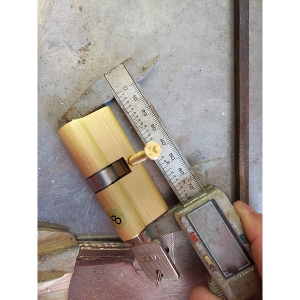 Ruột khoá tay gạt 70mmX32mm cao cấp FULL đồng ( loại to nặng , thân đồng , bi đồng , lõi đồng )